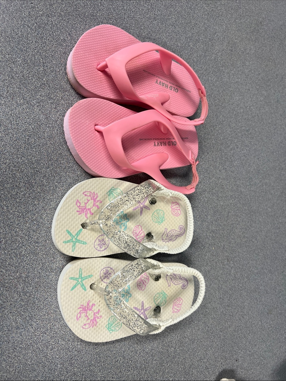 Old Navy and TCP Pink and Cream Toddler Flip Flop Set